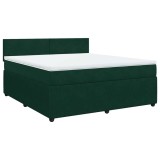 Cumpara ieftin Pat box spring cu saltea, verde inchis, 180x200 cm, catifea