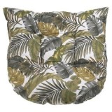 Pernă de podea &icirc;n formă de potcoavă, albă cu model frunze tropicale, 45x50 cm, CMCLASS