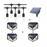 Cumpara ieftin Pachet Solar: Ghirlanda LED + 4 Lampi 100 Leduri cu Panou Solar