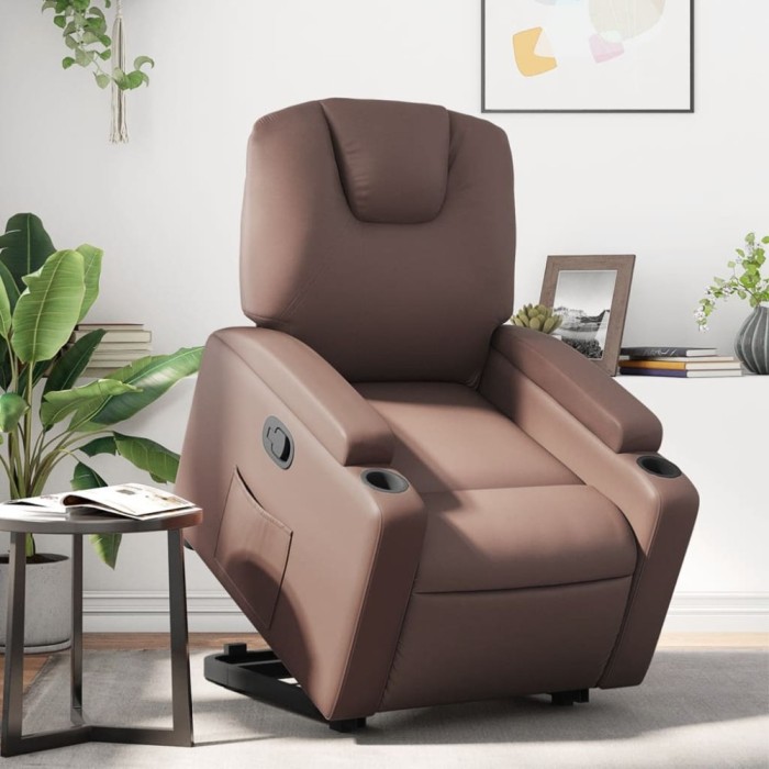 vidaXL Fotoliu rabatabil cu ridicare, maro, piele ecologică 3204432