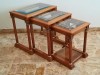 Set Neoclasic de 3 masute, sec. 19, cristal tesit, ornamente bronz, 57x36.5x52cm, Mese si seturi de masa, 1800 - 1899