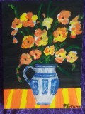 TABLOU PE PANZA CU SASIU NOU 30X40 CM VAS CU FLORI PRET DOAR 50 LEI