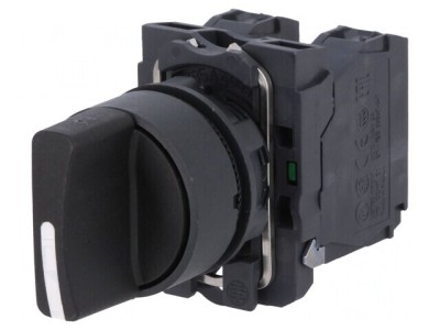Comutator Rotativ 22mm 3 NO Negru foto
