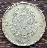 (A949) MONEDA DIN ARGINT SUEDIA - 2 KRONOR 1947, LIT. TS, REGELE GUSTAV V