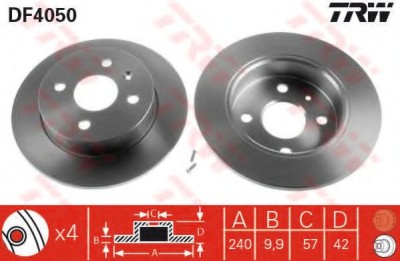 Disc frana OPEL ASTRA G Combi (F35) (1998 - 2009) TRW DF4050 foto