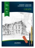 Bloc desen A3, 20 file - 120g/mp, AURORA Grain - carton alb
