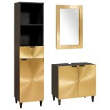 vidaXL Seturi de mobilier pentru baie cu sertar 3 pcs Negru și Aur