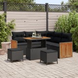 Set de Canapea de Grădină vidaXL 8 Piese cu Perne Negru Poli Ratan Acacia, Canapea de Grădină vidaXL 2 Locuri cu Perne Negru Poli Ratan, Set de Dining