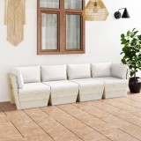 vidaXL Canapea grădină 4 locuri din paleți, cu perne, lemn de molid 3063446