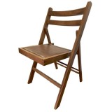 Scaun pliant lemn masiv, bucatarie si living, sezut tapitat cu piele ecologica, 100 kg, nuc