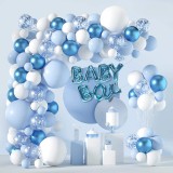 Arcada Baloane Botez Baietel TrendiShop&reg;, Format Din 116 Piese, Calitate Premium, Material Latex, Profesionale si Rezistente, Ideale Pentru Aniversari