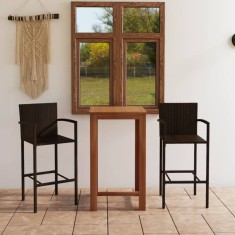 vidaXL Set mobilier de bar de gradina, 3 piese, maro foto