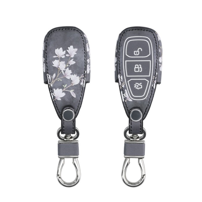 Husa Cheie Auto pentru Ford - 3 Butoane - Keyless Go, kwmobile, Piele ecologica, Multicolor, 43956.14