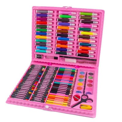 Set,trusa completa pentru copii,desenat,colorat si pictat,150 piese,trusa inclusa - Roz foto