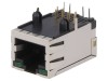 Conector RJ45 Amphenol Ecranat cu LED, Soclu 8P8C, Montare THT 90 Grade, Cu Transformator Separare