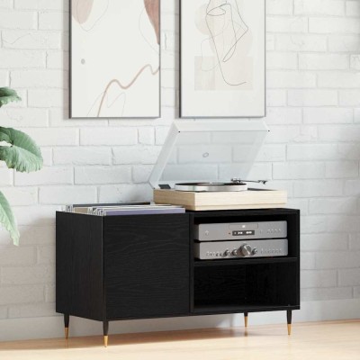 vidaXL Dulap pentru discuri de vinil Stejar negru 85 x 38 x 48 cm 862896 foto