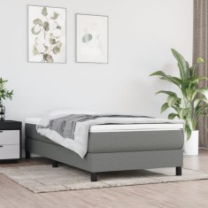 vidaXL Saltea de pat cu arcuri, gri &icirc;nchis, 90x200x20 cm, textil