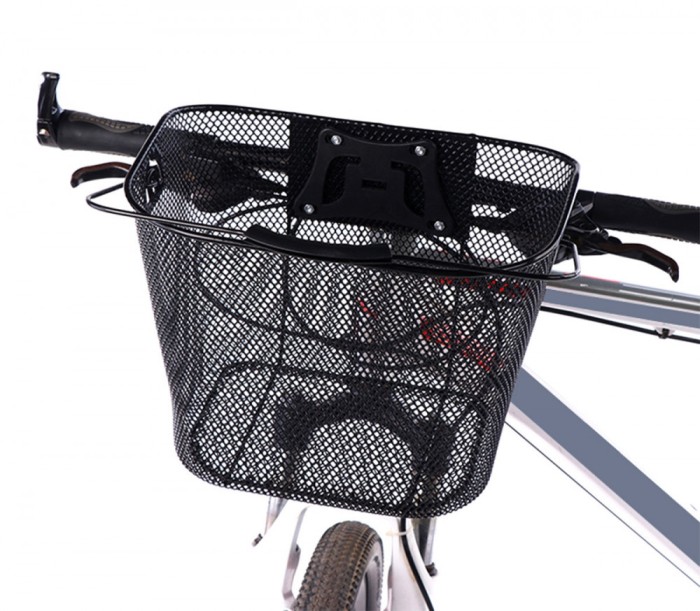 Cos metalic pentru bicicleta cu maner, demontabil, conceput pentru a fi montat