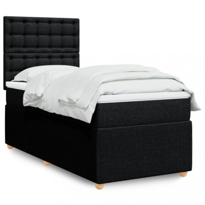 Gossi pat box spring cu saltea, negru, 80x200 cm, textil foto
