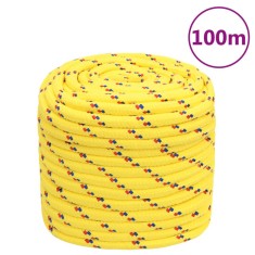 vidaXL Fr&acirc;nghie de barcă, galben, 16 mm, 100 m, polipropilenă