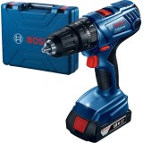 Bosch GSB 180-LI - Masina de gaurit si insurubat cu percutie cu 1 acumulator Li-Ion 18 V 2 Ah 54 Nm led iluminare valiza plastic