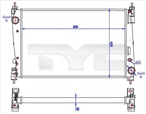 Radiator, racire motor FIAT BRAVO II (198) (2006 - 2016) TYC 725-0042-R