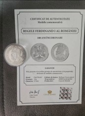 Medalie comemorativă Regele Ferdinand I al Rom&amp;acirc;niei 100 ani de la &amp;icirc;ncoronare foto