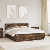 Cumpara ieftin Cadru de pat Stejar fumuriu 200 x 200 cm Lemn prelucrat