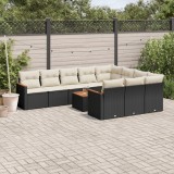 vidaXL Set canapele de grădină cu perne, 11 piese, negru, poliratan 3226343