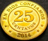 Cumpara ieftin Moneda exotica 25 CENTAVOS - NICARAGUA, anul 2014 * cod 4269 = A.UNC + luciu, America Centrala si de Sud