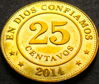 Moneda exotica 25 CENTAVOS - NICARAGUA, anul 2014 * cod 4269 = A.UNC + luciu foto