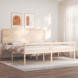 VidaXL Cadru de pat senior cu tăblie, 200x200 cm, lemn masiv
