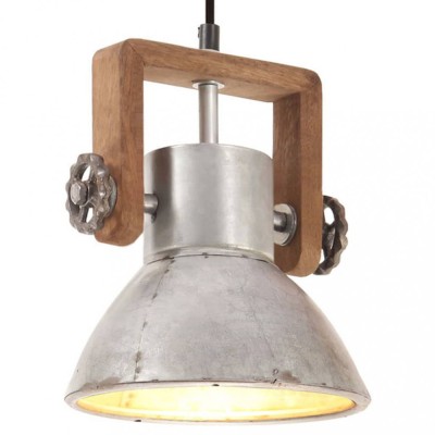 vidaXL Lampă suspendată industrială, 25 W, argintiu, rotund, 19 cm E27 320531 foto
