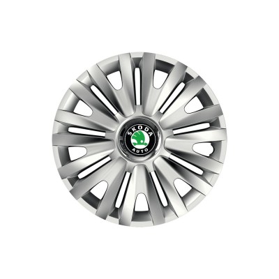 Set 4 capace roti Cu Inel Cromat Royal pentru gama auto Skoda, R15 foto