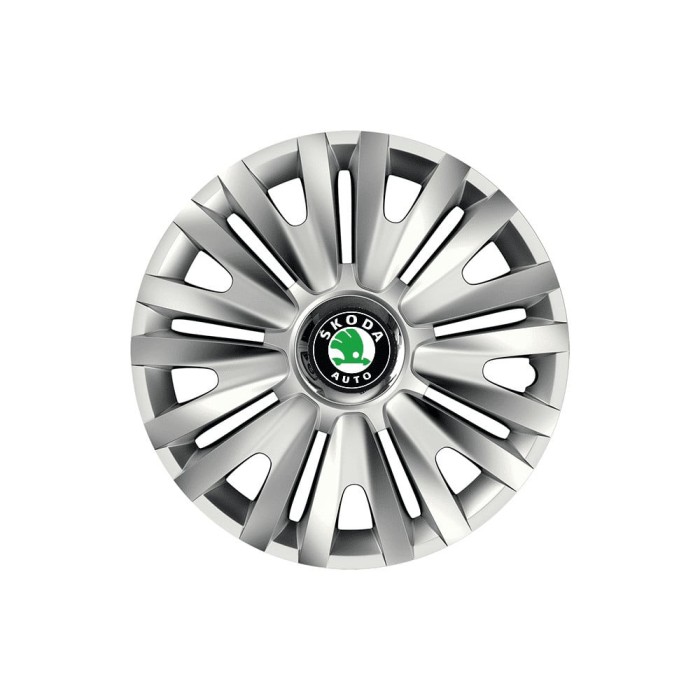 Set 4 capace roti Cu Inel Cromat Royal pentru gama auto Skoda, R15