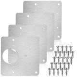 Set 4 elemente de reparare balamalei, Minetgnon&reg;, Inox, Suruburi, 5 Gauri, 90x90 mm, Argintiu