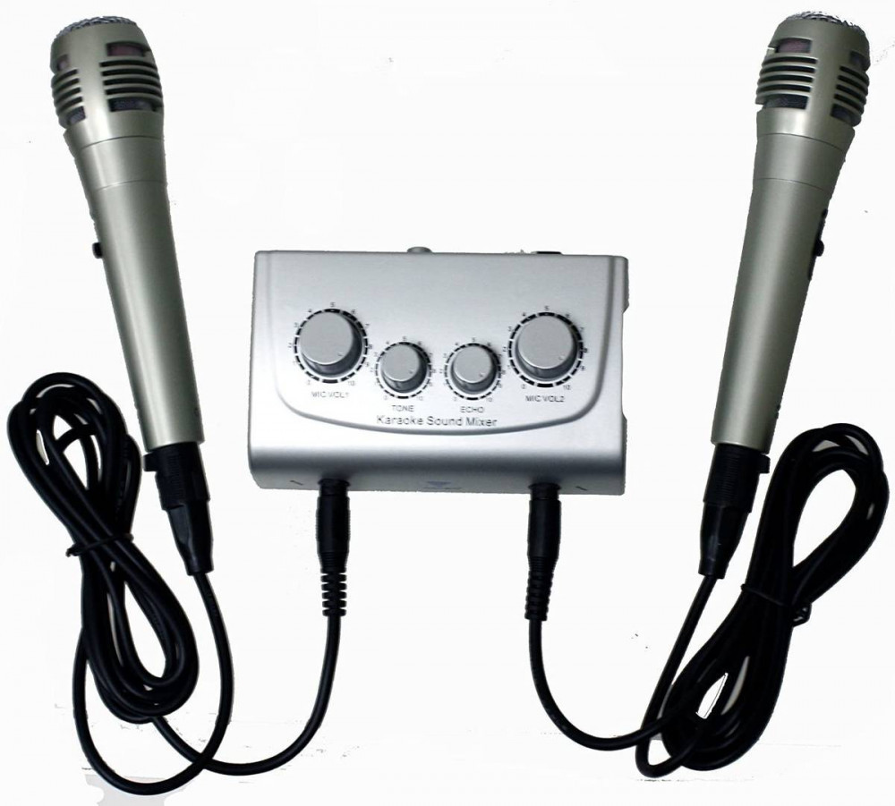Mixer Karaoke Azusa 2 intrari Efect Ecou Control Volum pe fiecare canal  Argintiu | Okazii.ro