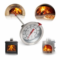 Termometru Metalic Analog cu Tija pentru Temperaturi Inalte pană la 300 grade Celsius cu Tija 120 mm &ndash; Cuptoare si HoReCa