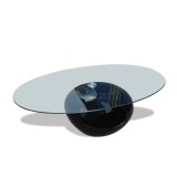 Cumpara ieftin Masuta de cafea cu blat oval din sticla, negru lucios