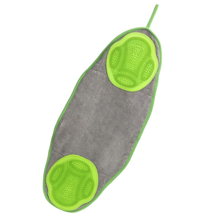 Prosop cu Perie pentru Caini si Pisici, 64 x 28.5 cm, Microfibra cu Uscare Rapida, Moale si Superabsorbant - Verde