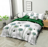 Lenjerie de pat pentru o persoana cu husa elastic pat si fata perna patrata, Dragan, bumbac mercerizat, multicolor