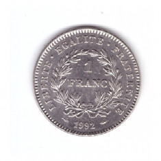 Moneda Franta 1 franc 1992, stare foarte buna, curata