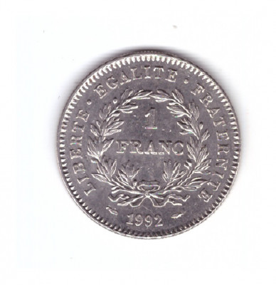 Moneda Franta 1 franc 1992, stare foarte buna, curata foto