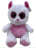 Jucarie pisica alb roz cu ochii mari Ty