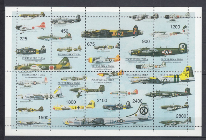 Tuva - Federatia Rusa - AVIOANE MILITARE - BL - MNH