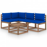 Set mobilier de gradina cu perne albastre, 5 piese GartenMobel Dekor, vidaXL