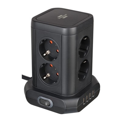 Prelungitor tip turn Brennenstuhl, 8 prize, 4 x USB, cablu 2 m, pozitionare prize 45 grade foto