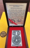 SV * PLACHETA - CUTIE - CERTIFICAT - INSIGNA * Simpozion International Numismatica * SNR Brasov