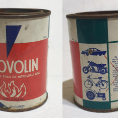 Cutie tabla reclama - veche de colectie anii 1960 NOVOLIN pt Auto Moto Biciclete