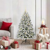 VidaXL Brad de Crăciun artificial Verde și alb 120 cm PVC și Metal 3395734
